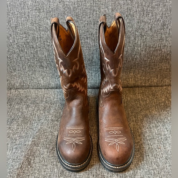 Women’s Tony Lama Steel Toe Cowboy Work Boots Size 6.5 EUC - Picture 1 of 5